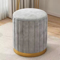 Tabouret de coiffeuse circulaire en bois au design moderne inspiré du luxe, multifonctionnel pour coiffure, rangement et manucure