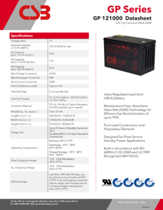 CSBバッテリー<span class=keywords><strong>GP</strong></span> 121000 12V 100Ah DC電源パネルVRLAバッテリー100Ah充電式メンテナンスフリー密封鉛酸CSBバッテリー - Product Image 3