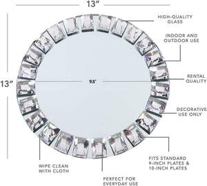 Assiettes de présentation en cristal diamanté miroir <span class=keywords><strong>argent</strong></span>é de luxe en gros, assiettes à dîner en verre pour mariage, décoratives, personnalisables - Product Image 5