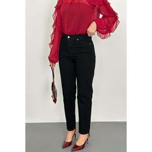 Pantalones Vaqueros Negros de Pierna Recta para Mujer al por Mayor, Transpirables, de Cintura Alta, Casuales, Estampados, de Mezclilla, Ajuste Holgado, Talla XL para Invierno - Product Image 1