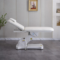 Table de soin esthétique électrique de luxe à 2 moteurs avec dossier et repose-jambes réglables en cuir pour salon et centre de spa