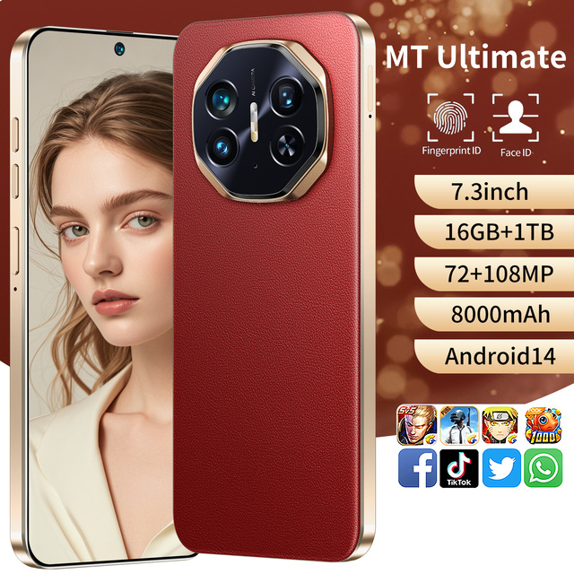 2026 NEW 16G+1TB Original MT Ultimate Mobile Phone 7.3 Inch HD Screen Dual SIM Android 14 108MP Global 5G CDMA LTE