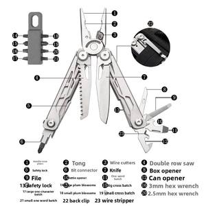 <span class=keywords><strong>Pince</strong></span> multifonction 23-en-1 en acier inoxydable de qualité industrielle pour camping, sertissage de circlips, pêche, poignée en acier OEM, pliable, décapsuleur - Product Image 2