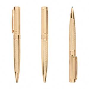 Stylo à bille de luxe rétro en métal noir de qualité supérieure, avec placage or rose et logo gravé au laser - Product Image 5