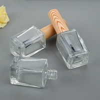 Vente directe d'usine, flacon de vernis à ongles personnalisé de 15 ml, fournisseur, flacon de vernis à ongles en verre carré avec bouchon en bambou écologique