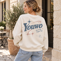 Sweat-shirt personnalisé pour femme, col rond en tricot gaufré, imprimé graphique, épaules tombantes, manches longues, style décontracté