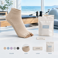 Chaussettes de studio antidérapantes à bout ouvert, coupe basse, avec grip intégral pour le pilates, ajustement parfait, gradation de taille, lavables