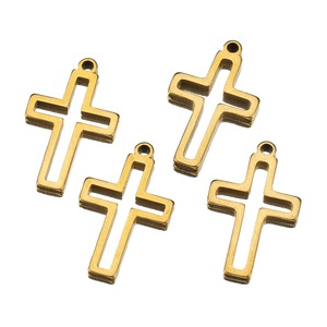 Gelang emas perak Katolik 16*11mm, Aksesori liontin salib agama sederhana pesona logam salib untuk perhiasan - Product Image 6