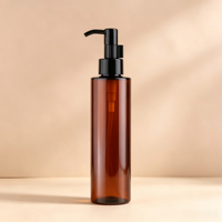 Flacon pompe en plastique PET ambré 120ml 150ml 200ml, flacon vide pour lotion corporelle, emballage cosmétique, vente en gros, logo personnalisé
