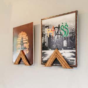 Vinyl Record Shelf Wall Mount Record Display Vintage Wood Triangle Vinyl Record Storage Holder