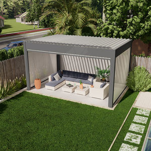 Pérgola de jardín de aluminio automática con diseños de estacionamiento de automóviles 3x4 Materiales de techo baratos Bases de madera tratadas a presión natural - Product Image 3