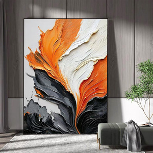 Hand Painted Oil Painting Orange Textured Mural Modern Abstract Art For Living Room Sofa Background <b>Wall</b> Decor With Metal <b>Frame</b> - Product Image 2