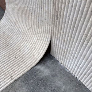 Grande dalle moderne imperméable et ignifuge, en pierre douce de type colonnette <span class=keywords><strong>romaine</strong></span> à rainures, en travertin, pour la décoration murale extérieure des hôtels et des villas - Product Image 3