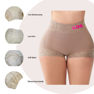 Faja pantalón corto de cintura alta levanta glúteos y control de abdomen para mujer, con <span class=keywords><strong>cinturilla</strong></span> de encaje colombiano y 4 varillas de acero. - Product Image 2