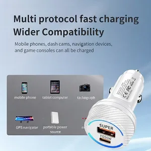 60W High Power Car Charger Dual <b>USB</b> C Fast Charging <b>Adapter</b> <b>Multi</b> Protocol Auto Power Supply Fits Mobile Phones GPS For iPhone - Product Image 4