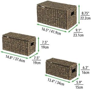 ตะกร้าใส่ผ้าขนาด 24 นิ้ว พร้อมฝาปิด ตะกร้าหวายใส่อาหาร ที่เก็บของสไตล์วินเทจ ทำจากเชือกฝ้ายทอ - Product Image 5