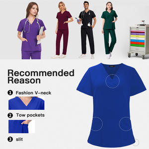 42021 logotipo listo personalizado logotipo bordado personalizado ropa de trabajo de verano uniformes médicos 94 poliéster 6 Spandex - Product Image 3