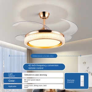 USB 42/48/72 pouces intérieur LED ventilateur de plafond lumière intelligente Wi-Fi App télécommande gradation 3 couleurs 6 discours faible bruit fer acrylique - Product Image 4