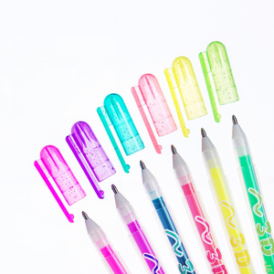 Ensemble de stylos à encre gel brillante 3D de couleurs assorties, surligneurs, stylos gel pailletés, coloriage, bricolage, stylos fluorescents pour dessin et peinture - Product Image 1