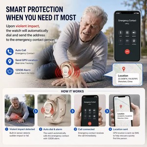 130db Wristband Personal Safety Alarm GPS Tracker SOS Emergency Call Vibration Sensor Elderly Fall <strong>Detection</strong> for Kids Women - Product Image 4