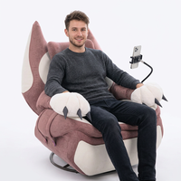 Fauteuil de salon moderne en tissu velours, fauteuil inclinable relaxant avec support pour téléphone