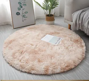 Heiß verkaufter runder Seiden woll teppich Shaggy Circular Mat Fluffy Circle Round Rug Teppich für Kinderzimmer Wohnzimmer