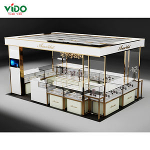 Vitrine à bijoux de luxe V-DONE avec cadre en acier inoxydable et verre, présentoir à bijoux sur mesure en gros et kiosque, modèle JW-010 - Product Image 6