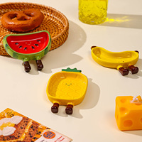 Assiette en céramique et porcelaine, motif fruits rouges et jaunes dessinés à la main, pour enfants, idéale pour les sauces et assaisonnements (fraise, pastèque)