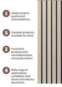 Paneles Acústicos Modernos Clásicos de MDF con Revestimiento de Listones, Ignífugos, Insonorizantes y Resistentes a la Humedad para Escuelas, Hospitales, Hoteles y Comedores - Product Image 4