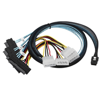 Cable de Alimentación Bofan MiniSAS SFF-8087 a SFF-8482 de 0.5M con Trenzado de PVC de 4 Pines, Cable Plano Rojo SAS 3.0 para Servidor SATA X4