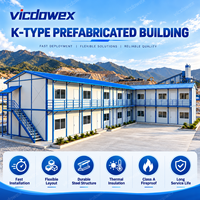 VICDOWEX Bâtiment préfabriqué modulaire contemporain de type K, épaissi, personnalisé pour camp de construction, bureau et dortoir de travailleurs