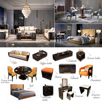 Ensemble de canapés en cuir beige avec dossier capitonné en losanges et côtés en placage de bois foncé – Personnalisation complète de meubles pour villa et manoir