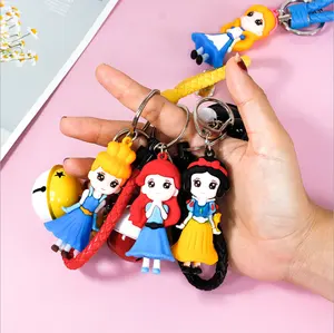 Custom Cartoon Cute Princess 3D soft pvc car pendant accessories keychain for girl