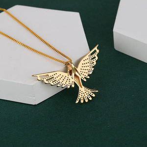 डिजाइन धार्मिक आभूषण पवित्र आत्मा पक्षी लटकन हार फैशन तांबा चढ़ाया 18K सोने का हार महिलाओं के लिए - Product Image 6