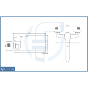 Robinet de cuisine mural moderne Ines Hydrall, mitigeur d'évier à levier unique, finition acier inoxydable, fonction eau chaude et froide - Product Image 2