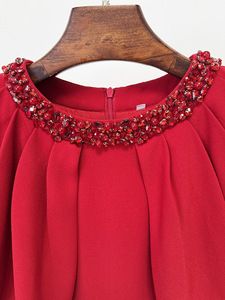 Rode avondjurk <span class=keywords><strong>2026</strong></span> Maxi vleermuismouw zwierige cape mouw bodycon gerimpelde feestjurk met glitters en kralen versierd formeel - Product Image 4