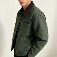 Veste de travail en toile personnalisée avec doublure, style vintage américain, fermeture éclair