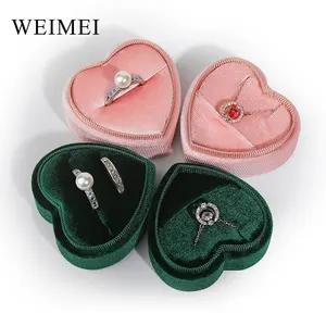 الأعلى مبيعًا WEIMEI صندوق تعبئة مجوهرات على شكل قلب صندوق تعبئة مجوهرات بشعار مخصص لون وردي مخملي للخواتم والدلايات