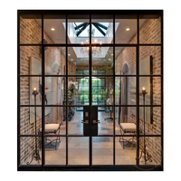 Portes françaises modernes de luxe, insonorisées, pour l'extérieur, portes battantes, système de double vitrage, composants en fer forgé