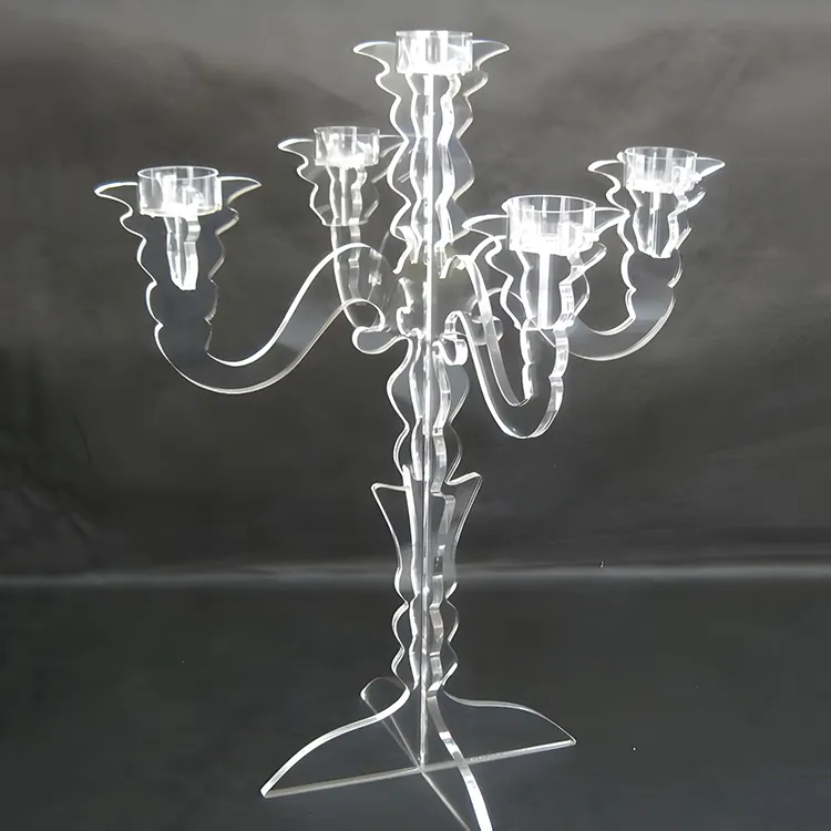 Portacandele quadrati in cristallo trasparente candelieri portacandele in acrilico per tè