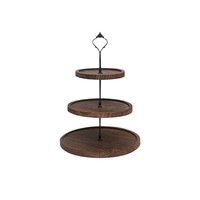 Support à dessert rond en bois à double niveau, présentoir à collations et à thé de l'après-midi, plateau à fruits, table à gâteaux, plateau portable