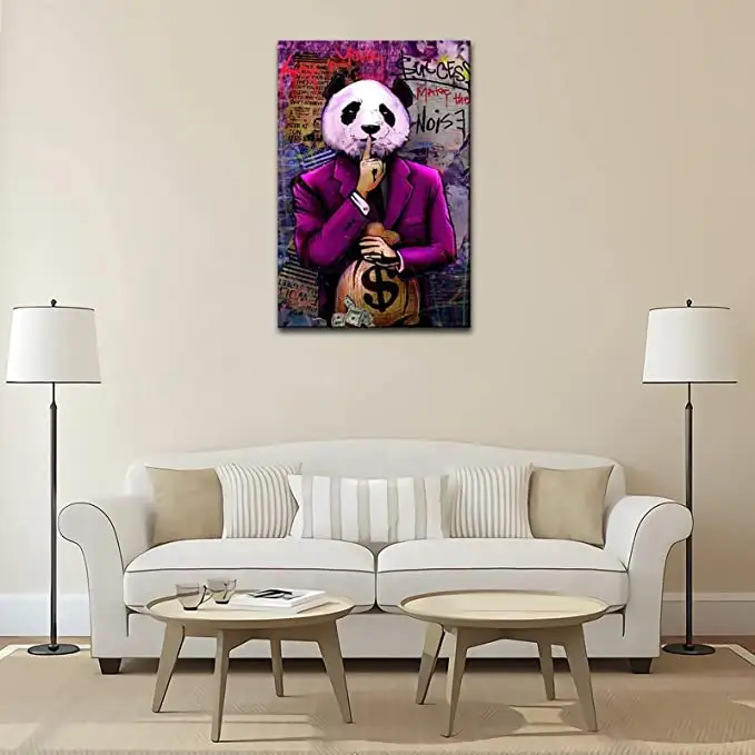 Graffiti Money Dollar Panda Poster Decorative Painting Canvas Wall Art Living Room Posters