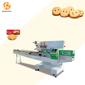 Automatic Horizontal Flow Paper Towel Machinery Candy Pillow Cow Food Cookie Plastic Package Making Packing Machine