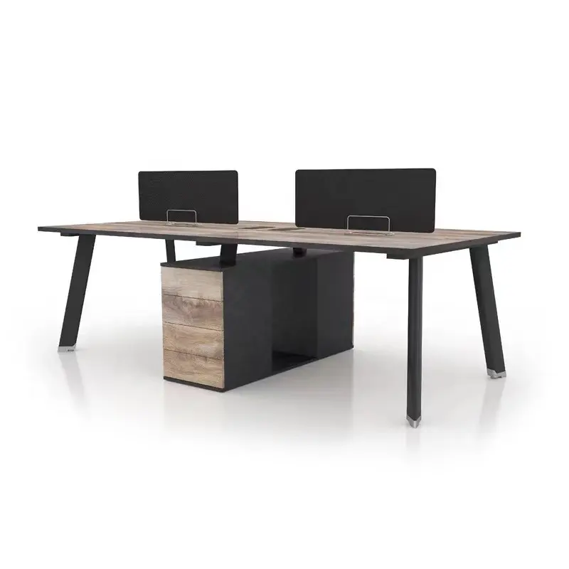 4人用木製オフィスコンピュータデスクモダンオフィステーブル用高品質スタッフワークステーション