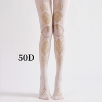Collants imprimés en nylon et élasthanne 50D pour femme, longueur intégrale, transparents, avec motif personnalisé pour tenues de soirée