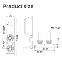 Porte-fusible de batterie haute intensité 2 voies 300A max 58Vdc en cuivre rouge nickelé avec base PPS 94V0 et quincaillerie en acier inoxydable, protection contre l'allumage