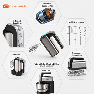 <span class=keywords><strong>Batteur</strong></span> Électrique OEM 5 Vitesses Turbo avec Fouets et Crochets en Acier Inoxydable pour Mélanger Pâtes et Crèmes – Appareil de Cuisine - Product Image 3