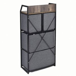 Fabric Storage Cabinet 4 Drawer Fabric Dresser Organizer Vertical Storage <b>Tower</b> Units with Steel Frame - Product Image 2