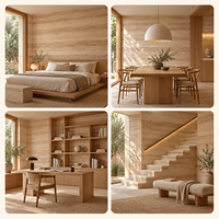 Revêtement mural en pierre flexible beige imperméable MCM Travertin, carrelage mural en porcelaine souple ignifuge pour la décoration du salon
