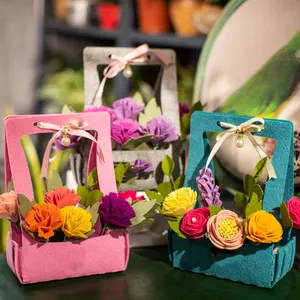 Felt Fake Flower Pot Holder Wedding Candy Boxes Bag Gifts Ins Candy Bag Mini Women Handbags For Guests Souvenirs